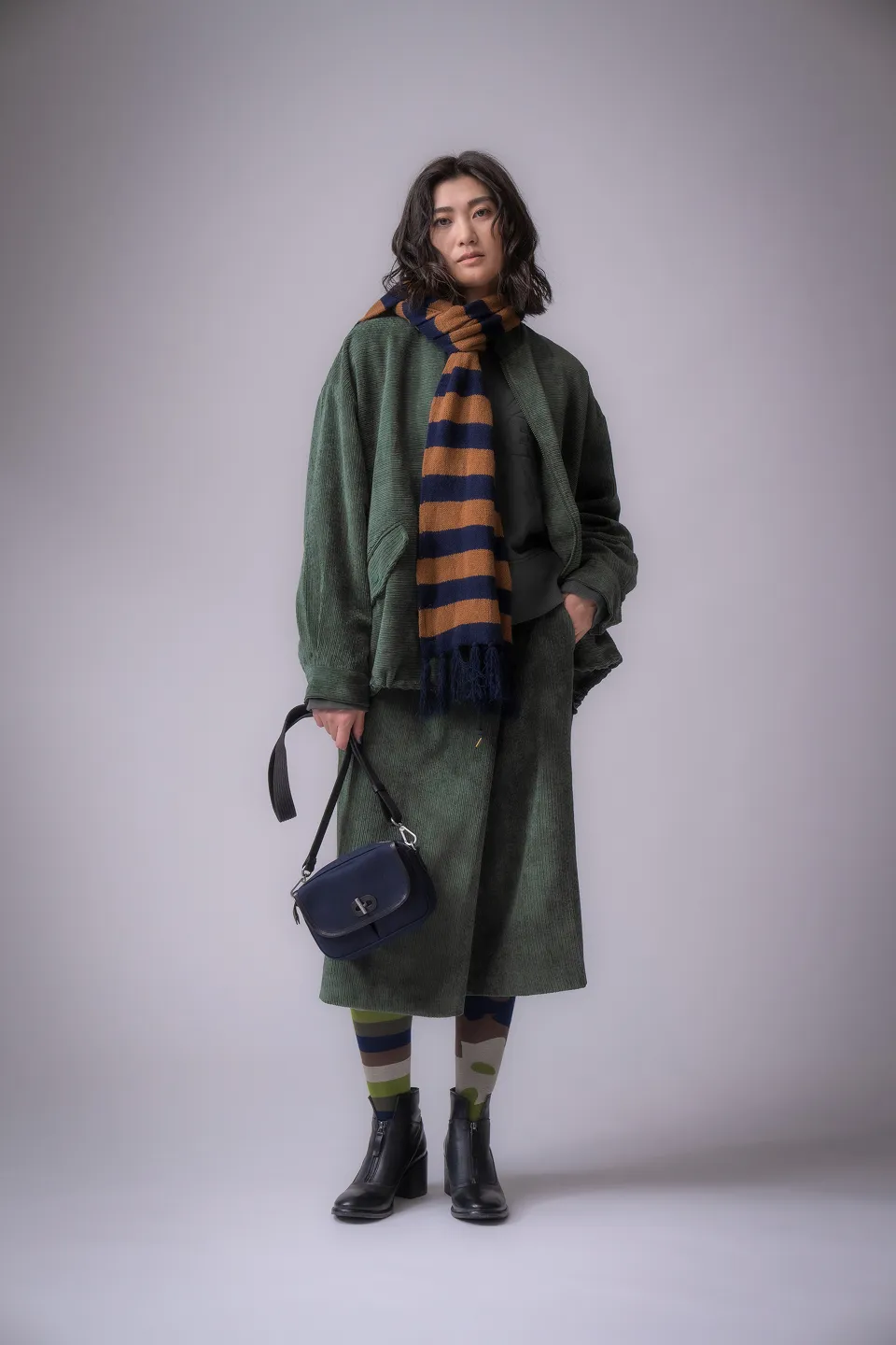 スタンドカラーコーデュロイブルゾン