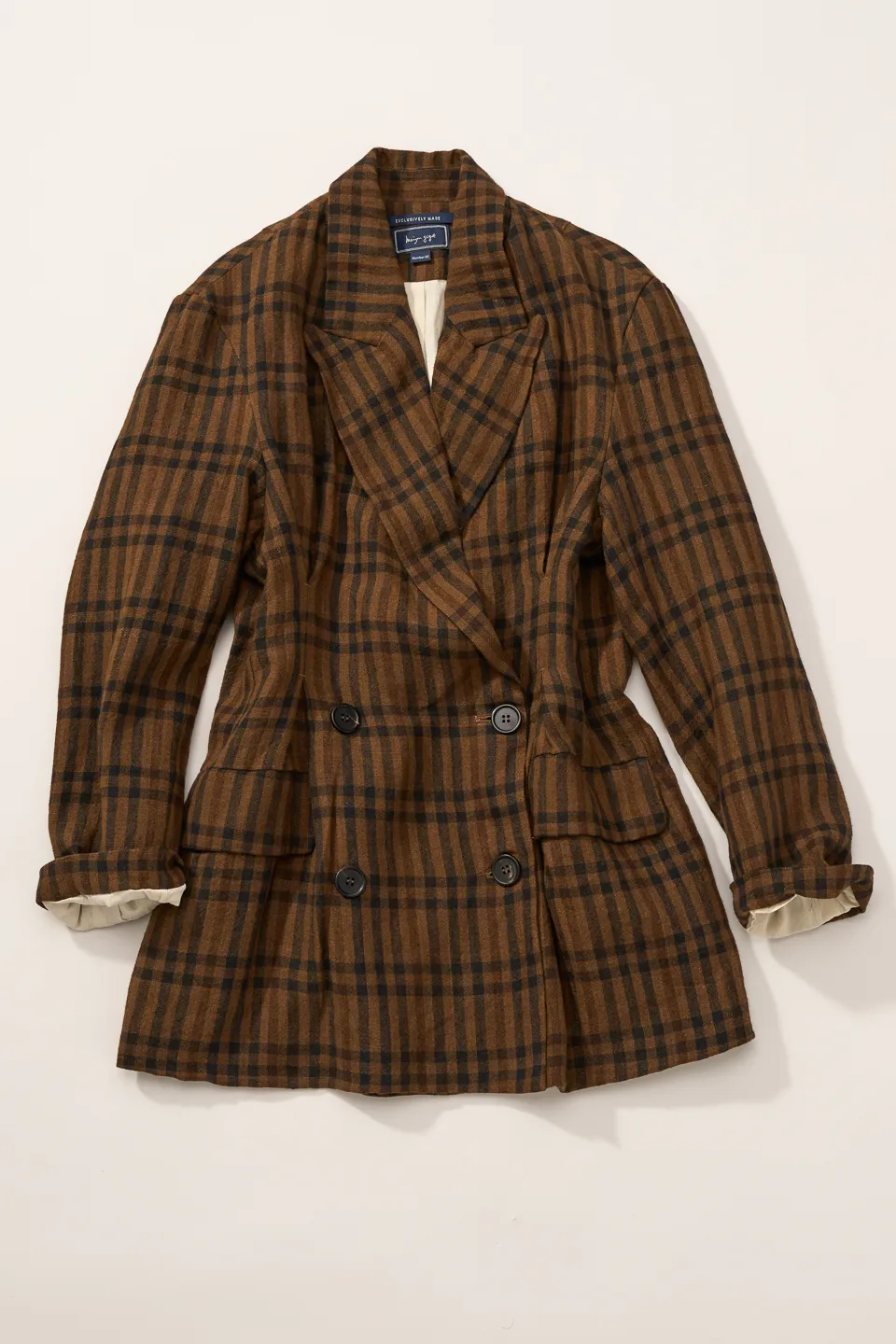 チェックWボタンジャケット